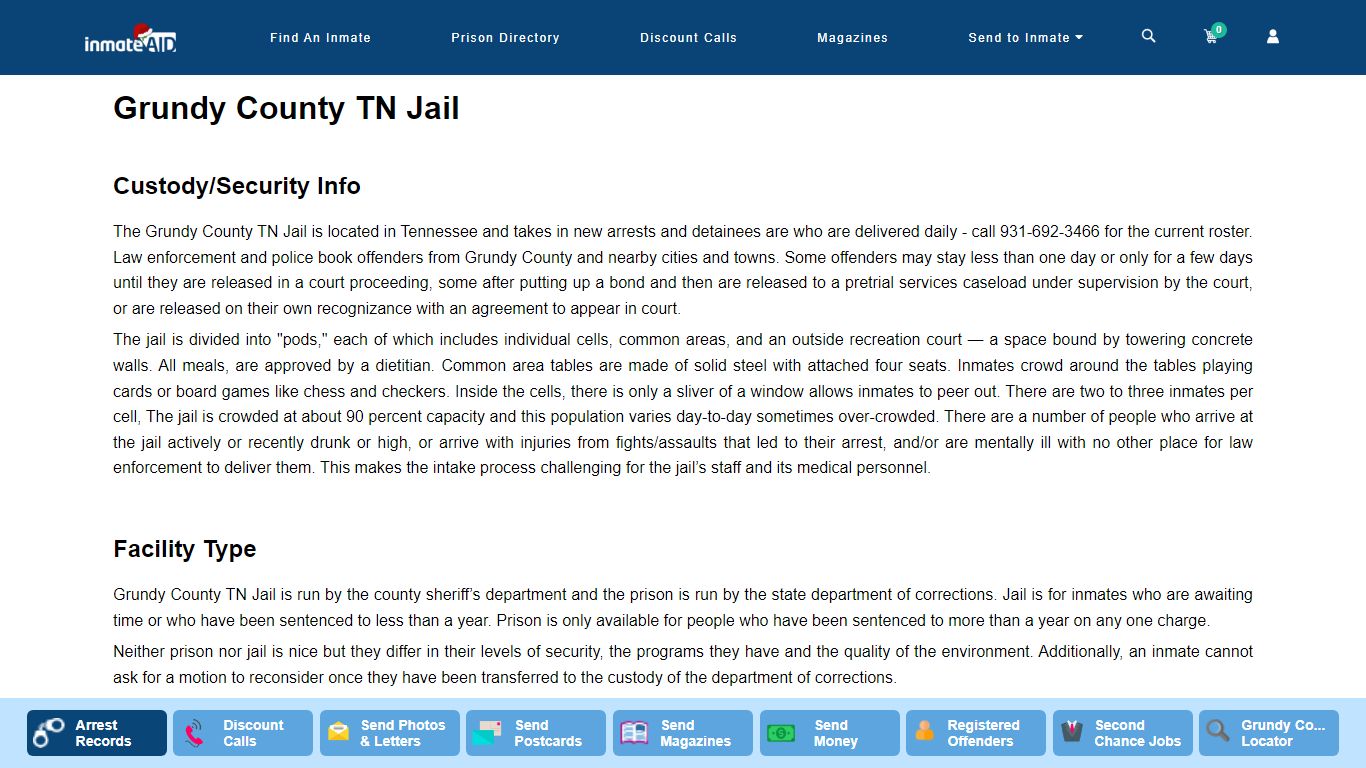 Grundy County TN Jail - InmateAid