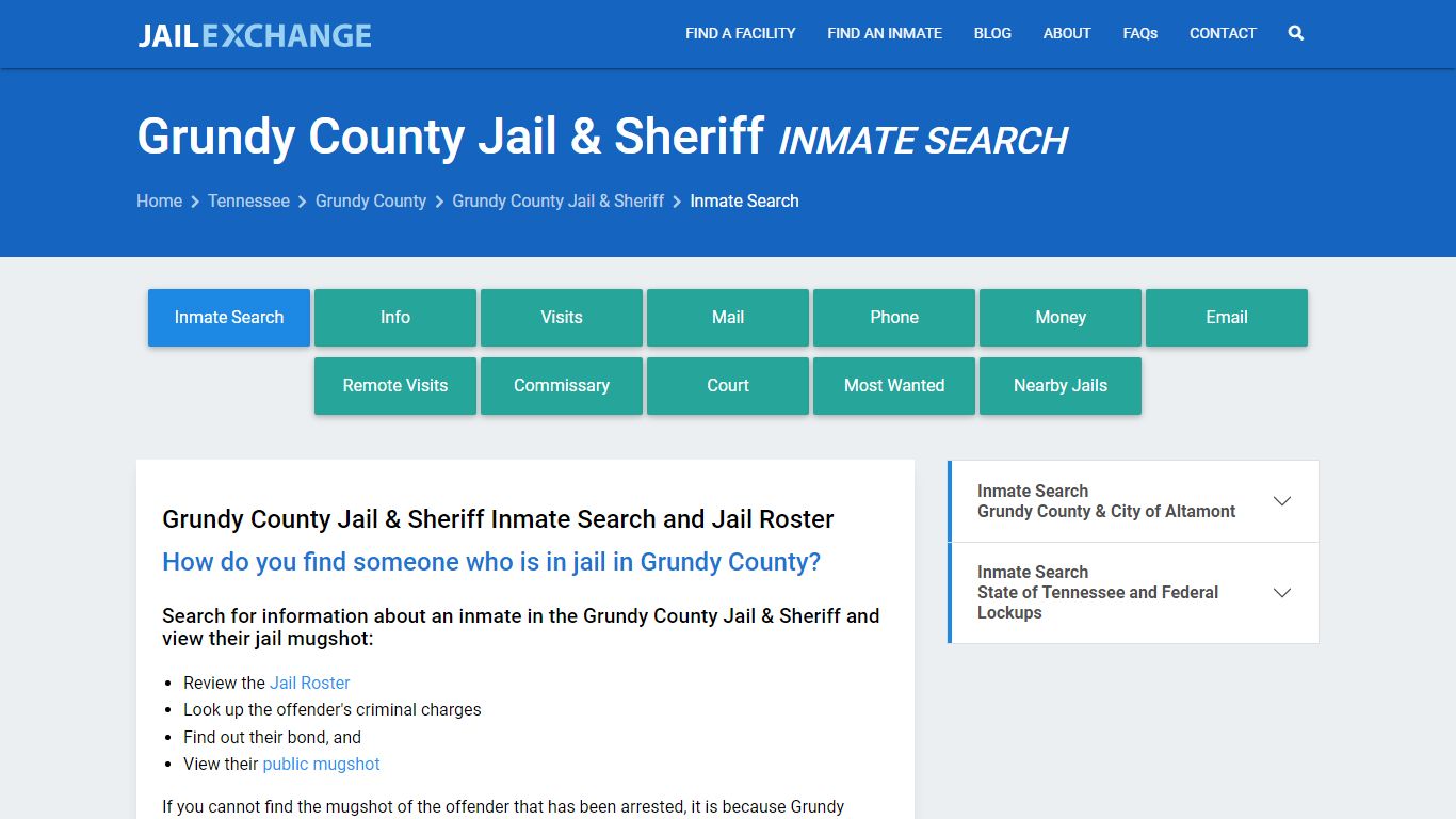 Inmate Search: Roster & Mugshots - Grundy County Jail & Sheriff, TN